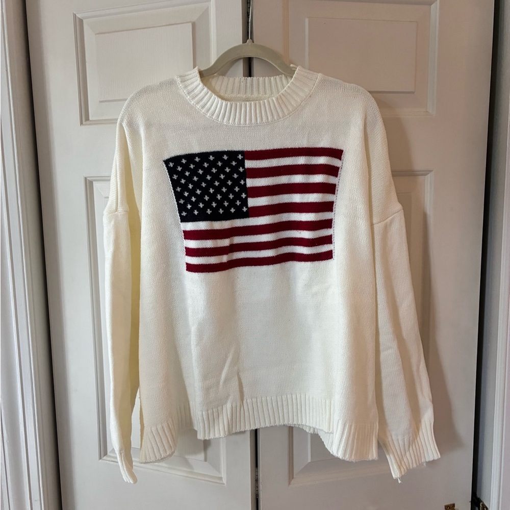 American Flag Sweater - Cream